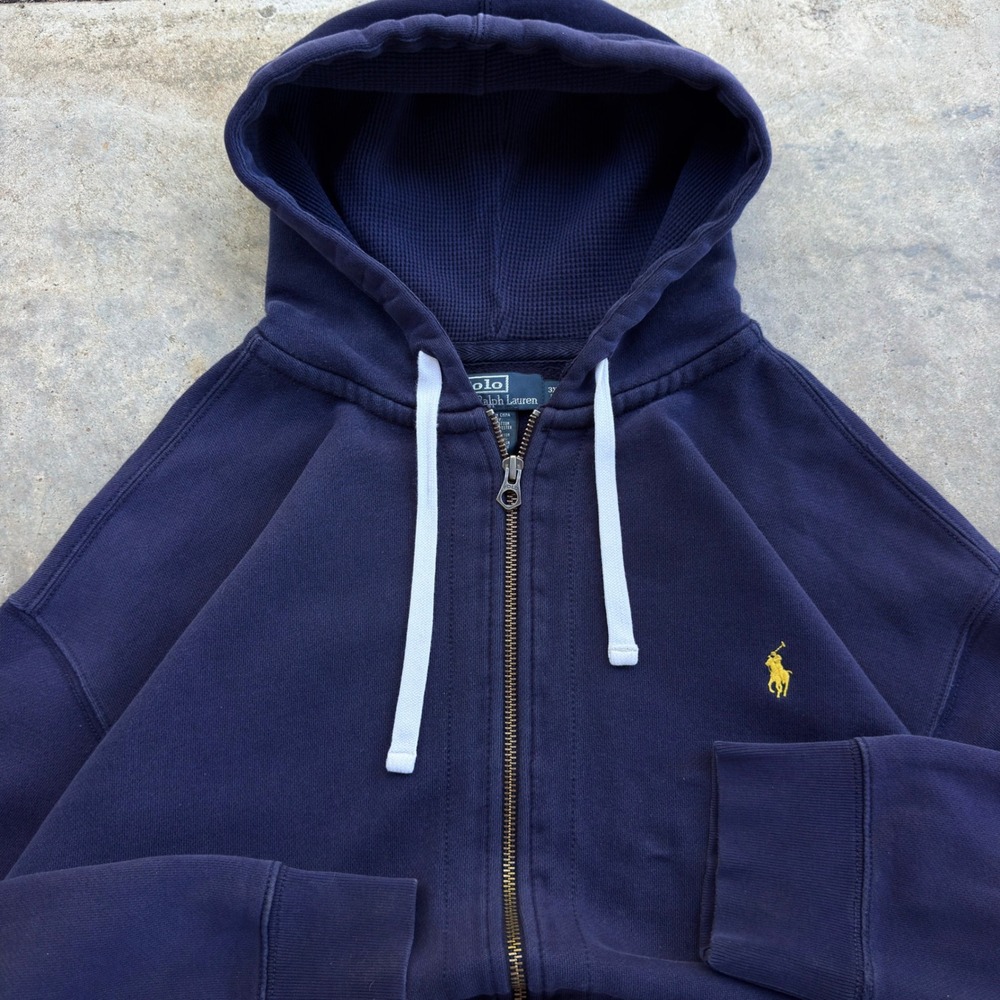 Vintage Y2K Polo Ralph Lauren Hoodie Full Zip Workwear Gorpcore Navy 3XB (g2a)